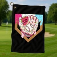 Baseball Drip Ice Cream Cone Drip Baseball Golf Towel thumb 1