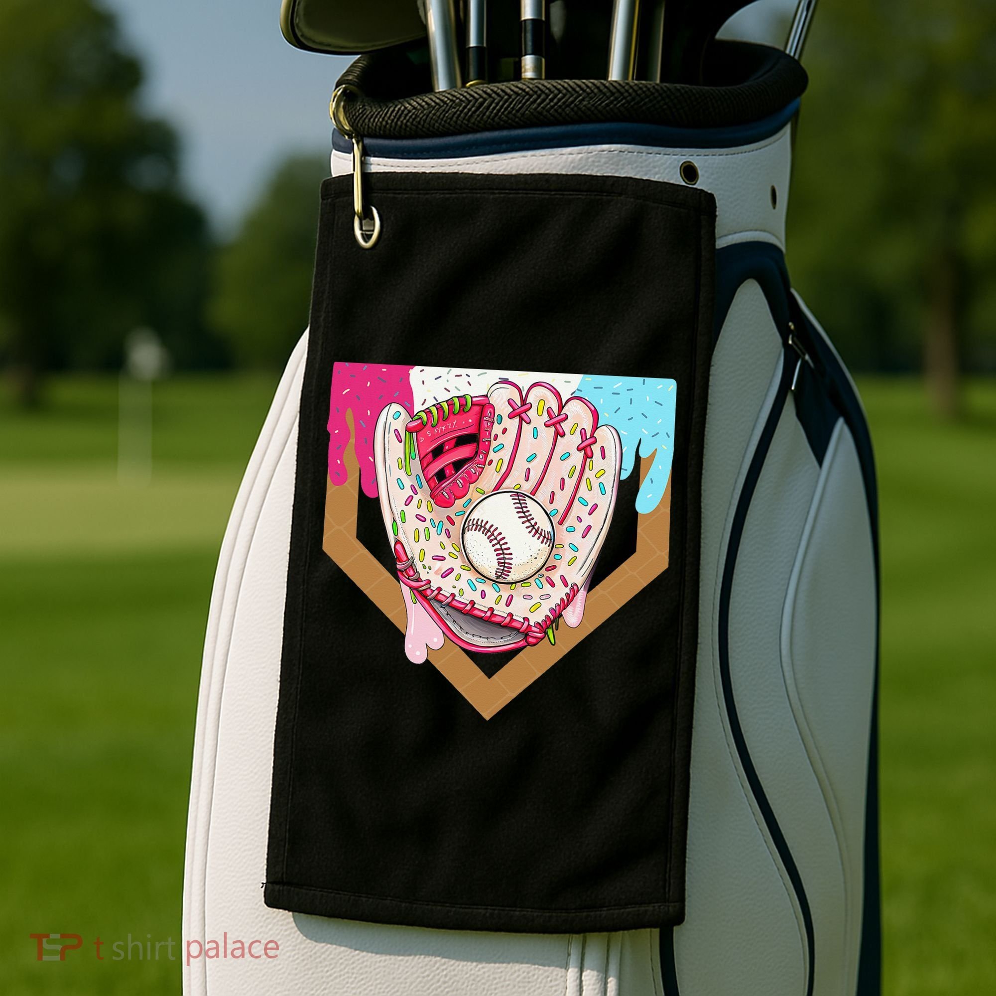 Baseball Drip Ice Cream Cone Drip Baseball Golf Towel