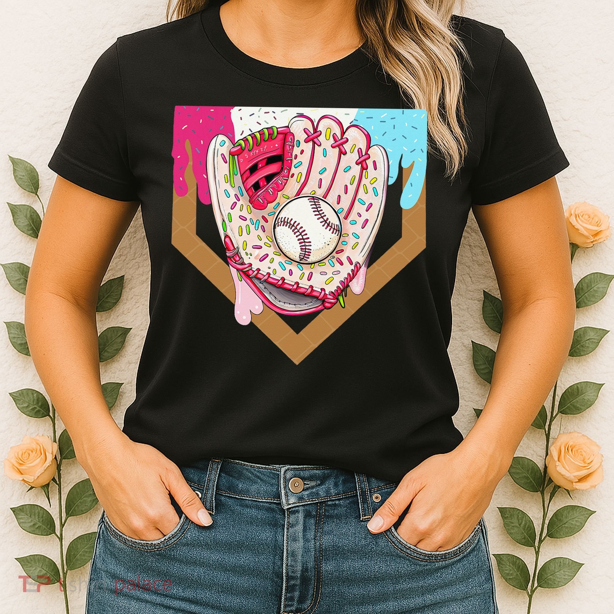 Baseball Drip Ice Cream Cone Drip Baseball Women's T-Shirt