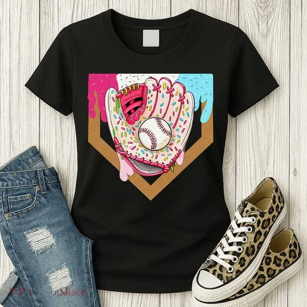 Baseball Drip Ice Cream Cone Drip Baseball Women's T-Shirt