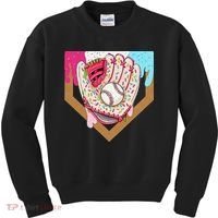 Baseball Drip Ice Cream Cone Drip Baseball Kids Sweatshirt thumb 0
