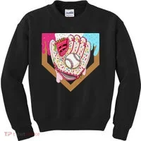 Baseball Drip Ice Cream Cone Drip Baseball Kids Sweatshirt thumb 0