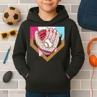 Baseball Drip Ice Cream Cone Drip Baseball Kids Hoodie thumb 2