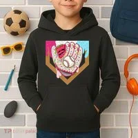 Baseball Drip Ice Cream Cone Drip Baseball Kids Hoodie thumb 2