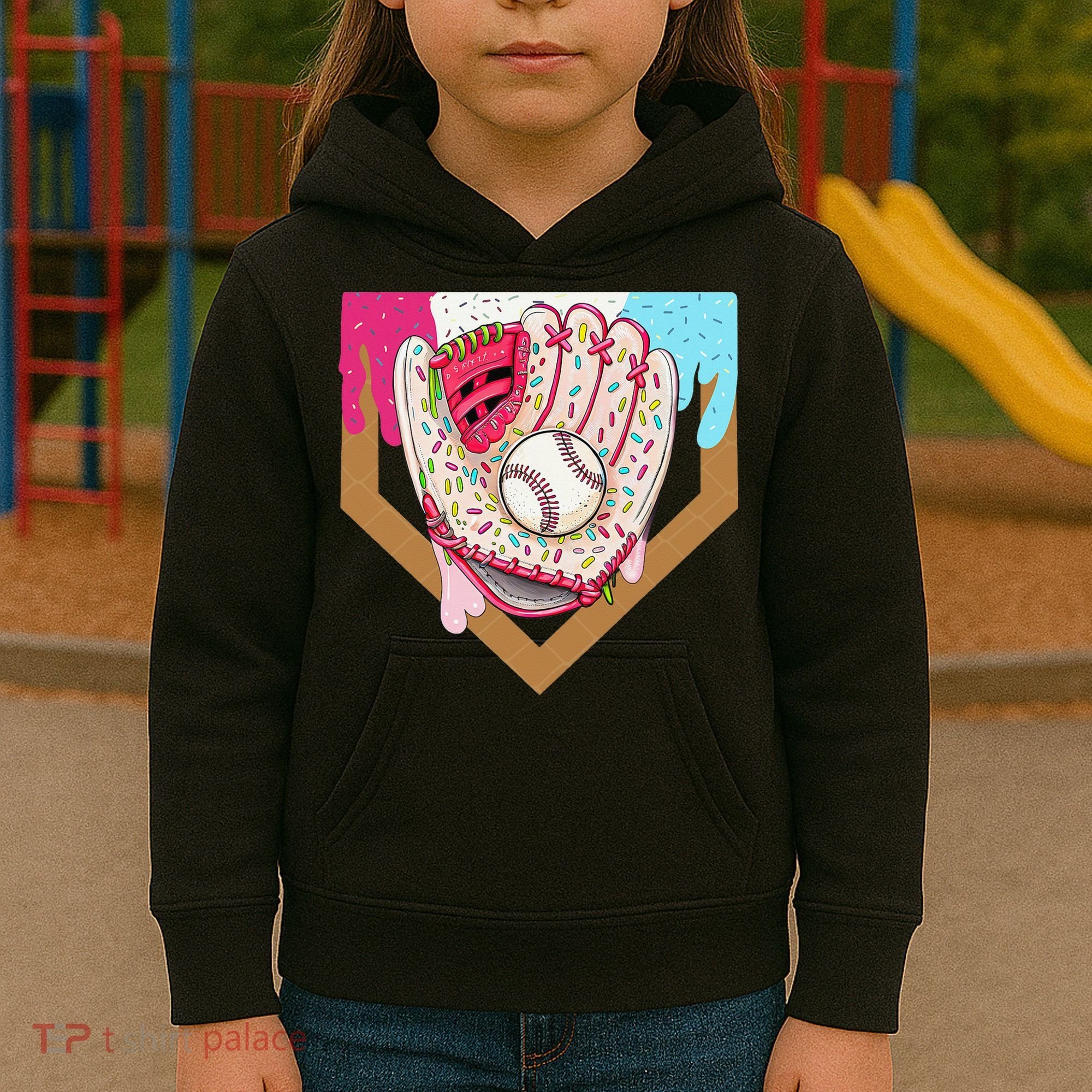 Baseball Drip Ice Cream Cone Drip Baseball Kids Hoodie