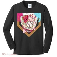 Baseball Drip Ice Cream Cone Drip Baseball Kids Long Sleeve Shirt thumb 0