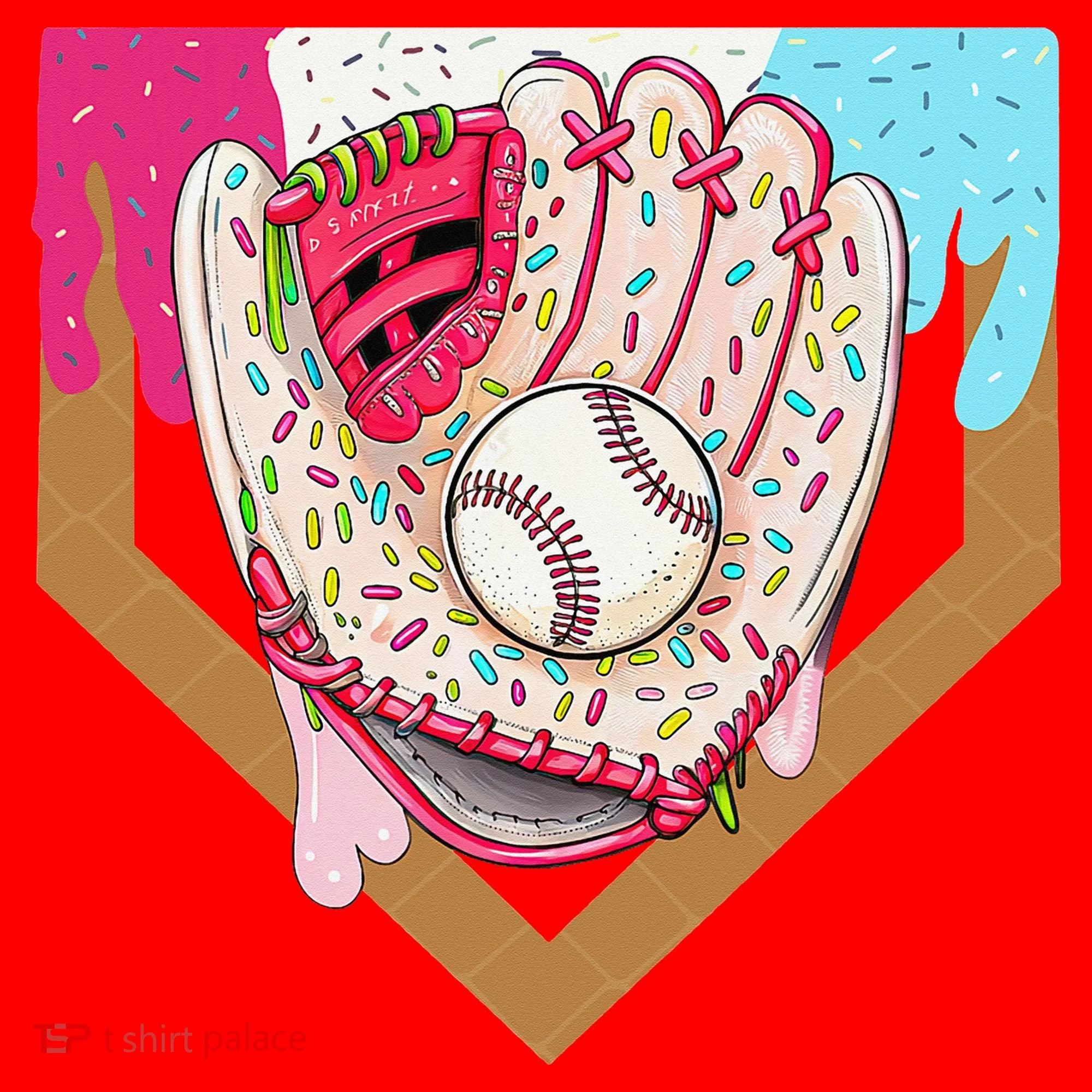Baseball Drip Ice Cream Cone Drip Baseball Santa Hat