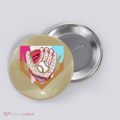 Baseball Drip Ice Cream Cone Drip Baseball Button