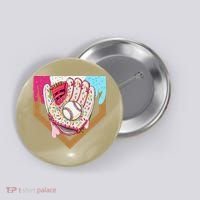 Baseball Drip Ice Cream Cone Drip Baseball Button thumb 0