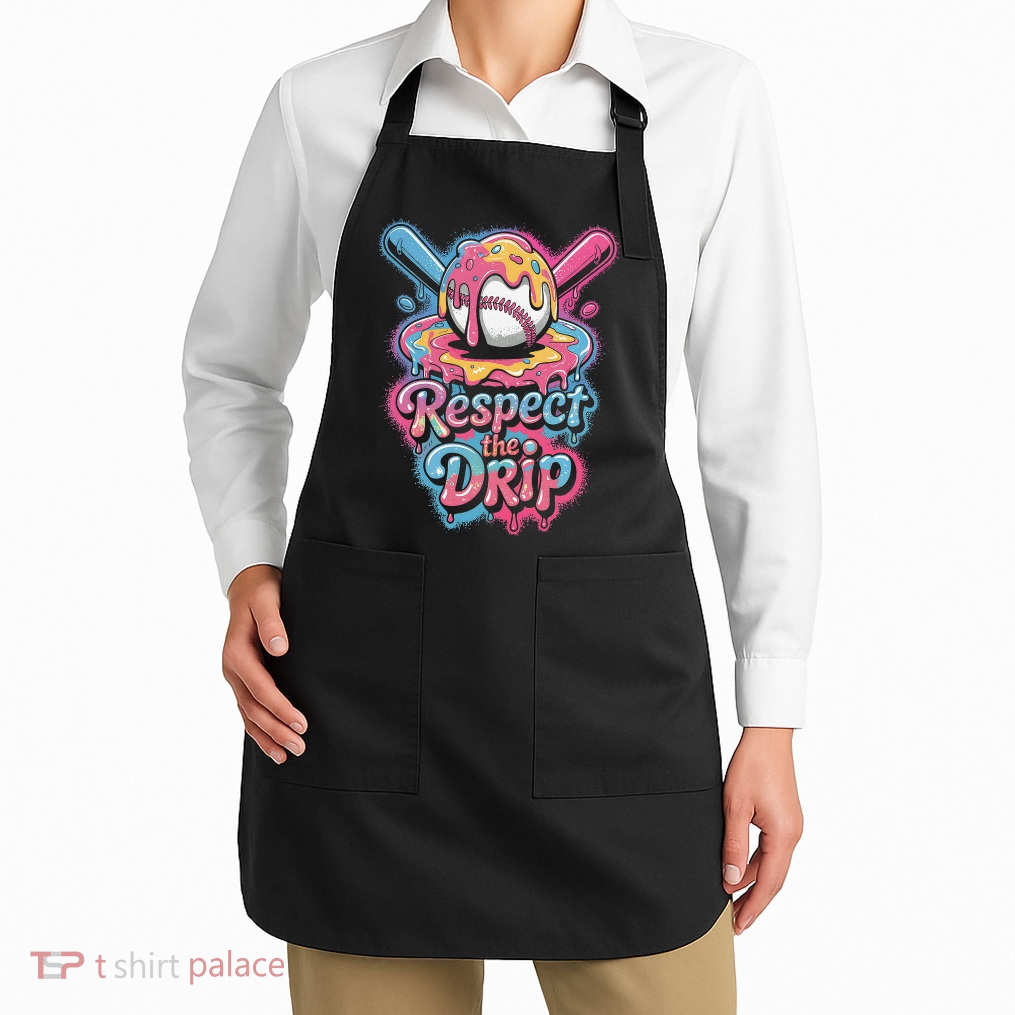 Baseball Drip Ice Cream Style For And Women Apron