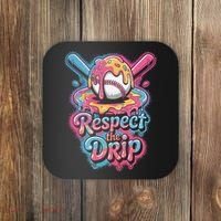 Baseball Drip Ice Cream Style For And Women Coaster thumb 0