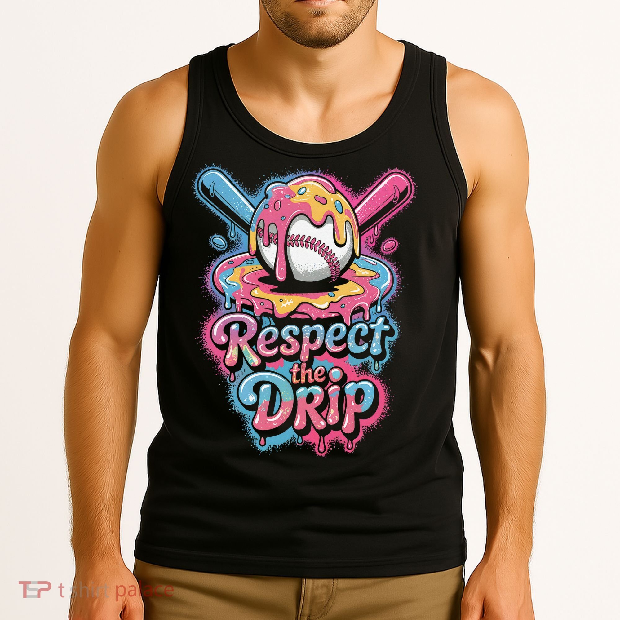 Baseball Drip Ice Cream Style For And Women Tank Top