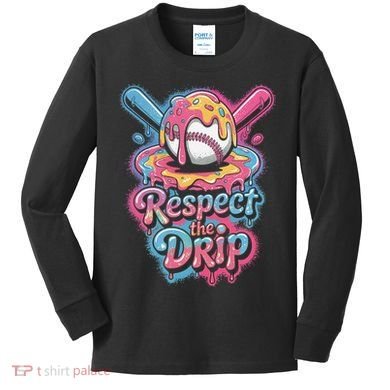 Baseball Drip Ice Cream Style For And Women Kids Long Sleeve Shirt