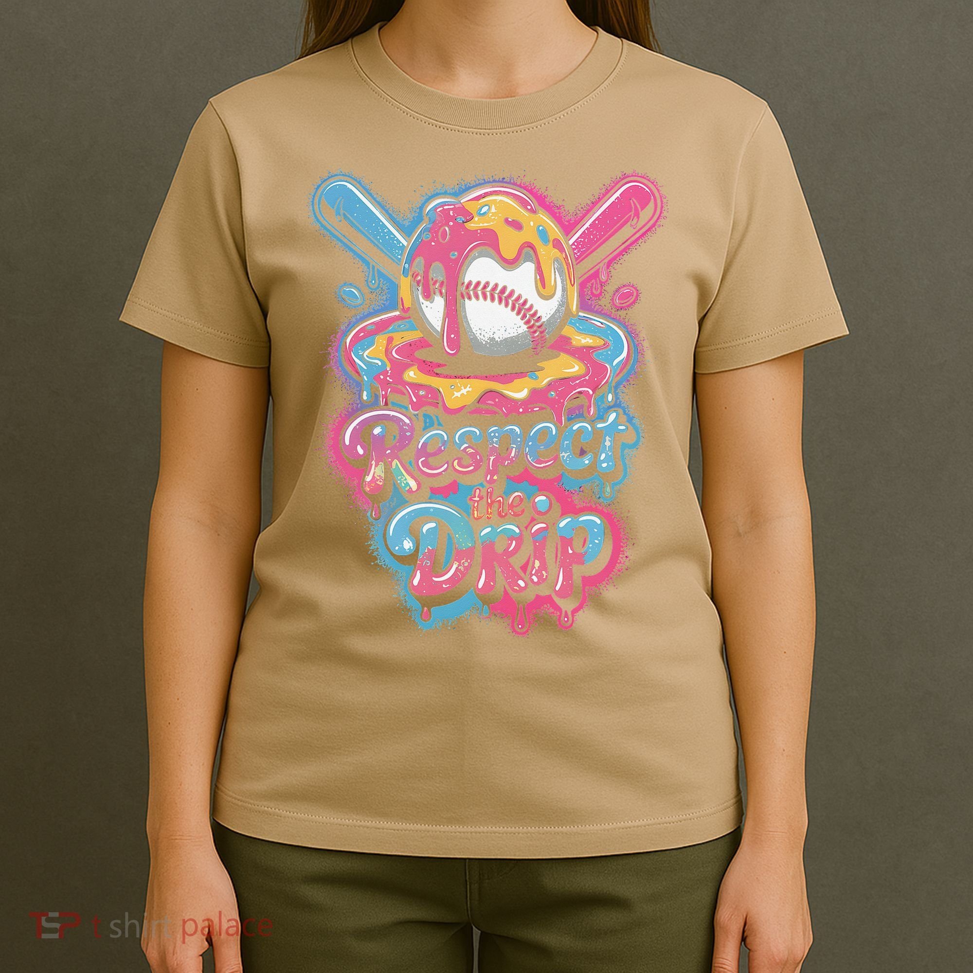 Baseball Drip Ice Cream Style For And Women T-Shirt
