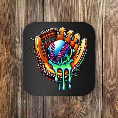 Baseball Drip Ice Cream Sprinkles Baseball Glove Coaster
