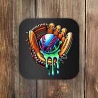 Baseball Drip Ice Cream Sprinkles Baseball Glove Coaster thumb 0