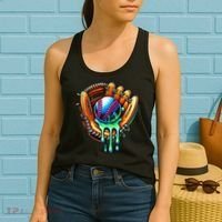Baseball Drip Ice Cream Sprinkles Baseball Glove Women's Tank Top thumb 2