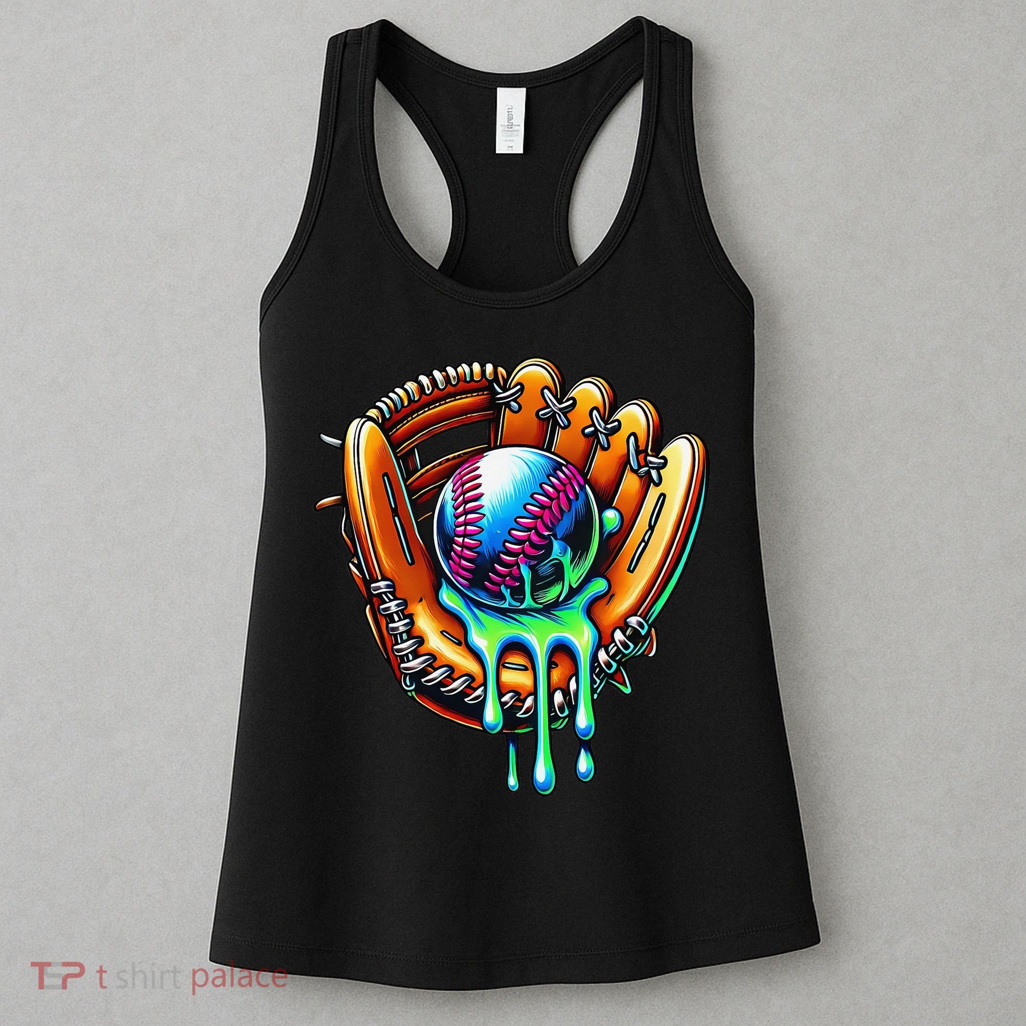 Baseball Drip Ice Cream Sprinkles Baseball Glove Women's Tank Top