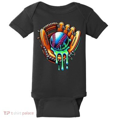 Baseball Drip Ice Cream Sprinkles Baseball Glove Baby Bodysuit