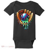 Baseball Drip Ice Cream Sprinkles Baseball Glove Baby Bodysuit thumb 0