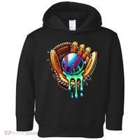 Baseball Drip Ice Cream Sprinkles Baseball Glove Toddler Hoodie thumb 0