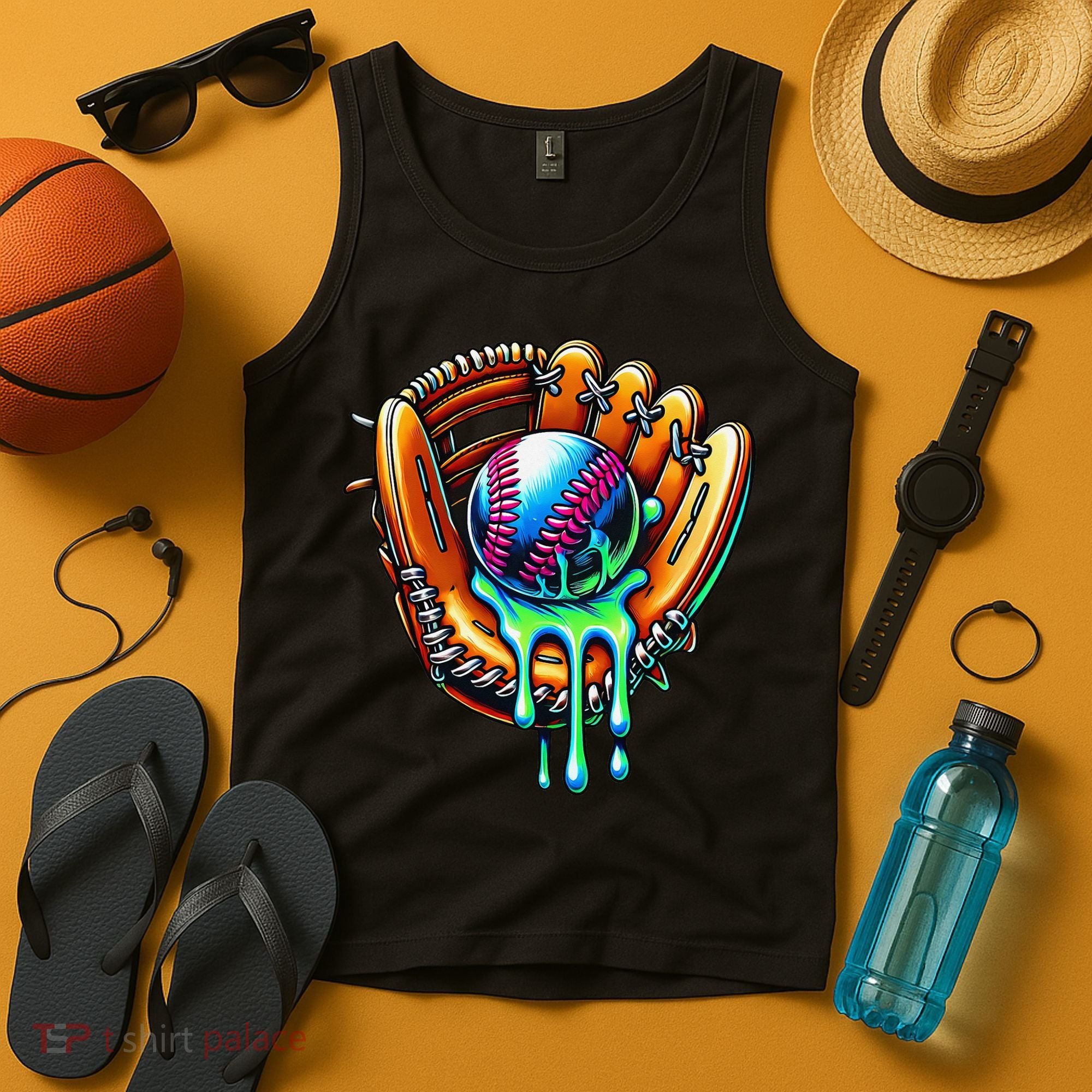 Baseball Drip Ice Cream Sprinkles Baseball Glove Tank Top