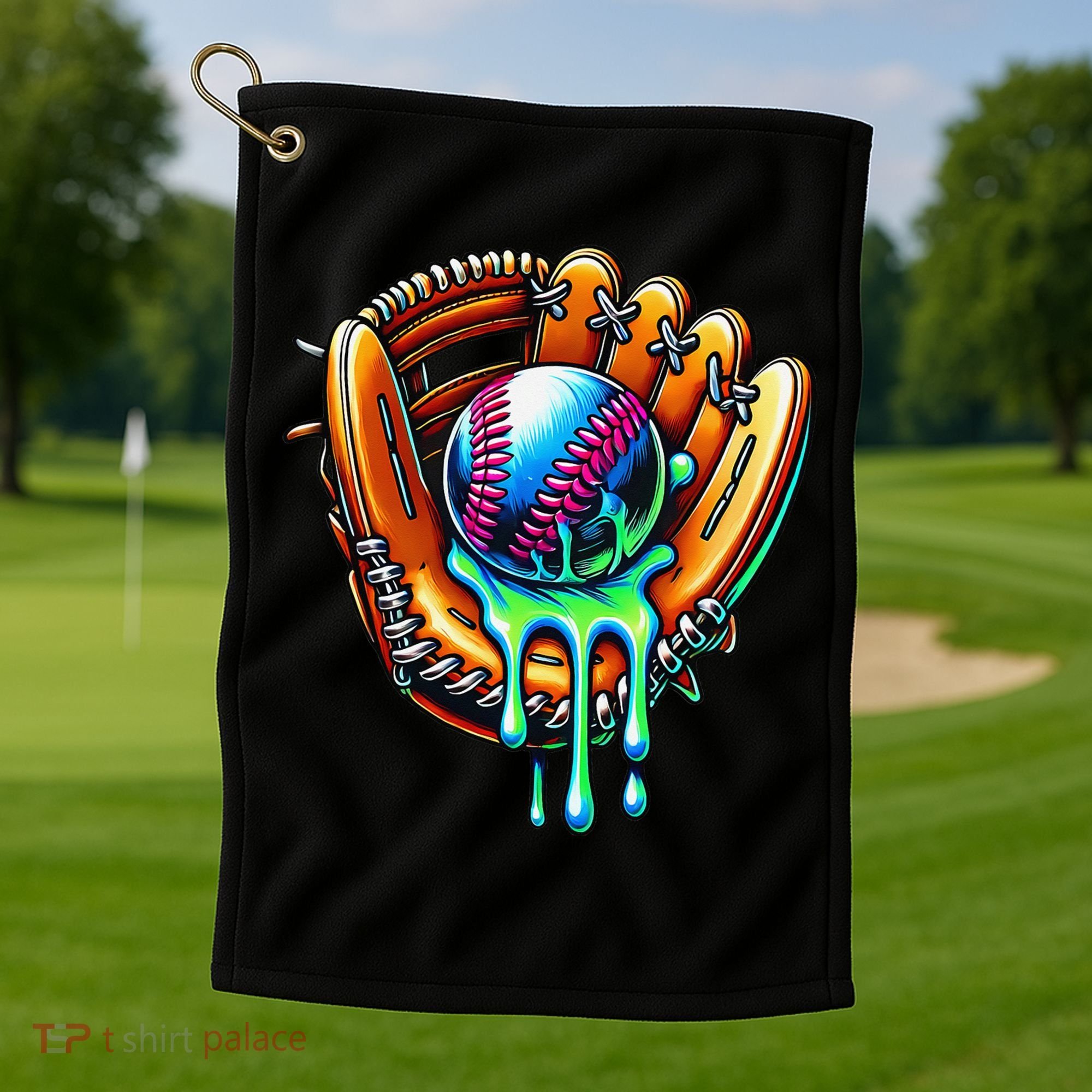Baseball Drip Ice Cream Sprinkles Baseball Glove Golf Towel