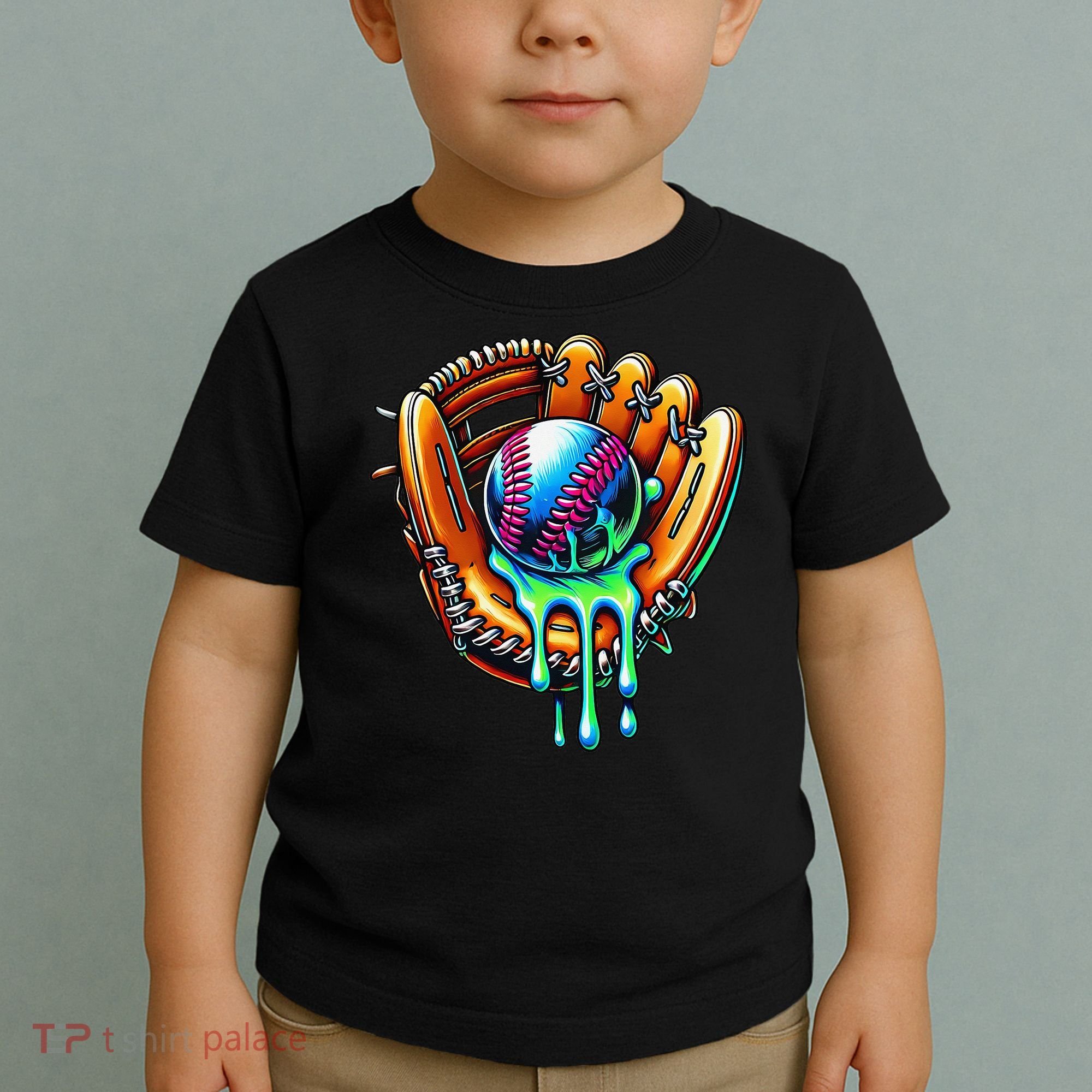 Baseball Drip Ice Cream Sprinkles Baseball Glove Toddler T-Shirt