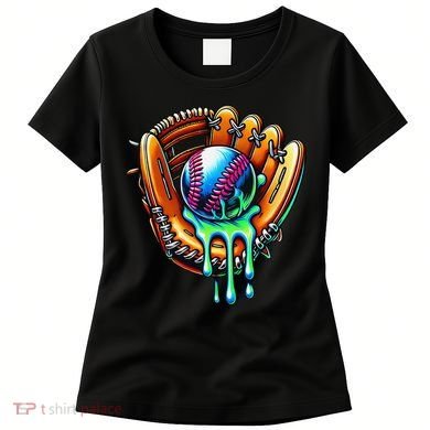 Baseball Drip Ice Cream Sprinkles Baseball Glove Women's T-Shirt