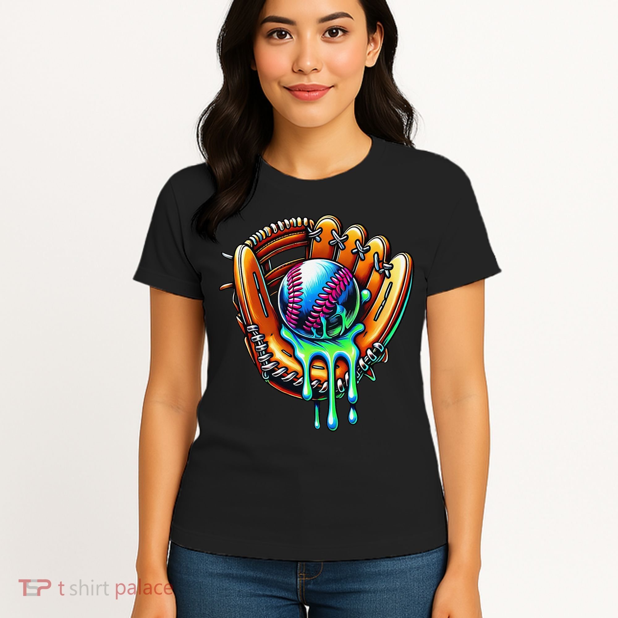 Baseball Drip Ice Cream Sprinkles Baseball Glove Women's T-Shirt