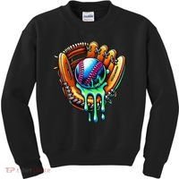 Baseball Drip Ice Cream Sprinkles Baseball Glove Kids Sweatshirt thumb 0