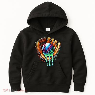 Baseball Drip Ice Cream Sprinkles Baseball Glove Kids Hoodie