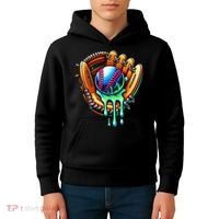 Baseball Drip Ice Cream Sprinkles Baseball Glove Kids Hoodie thumb 4