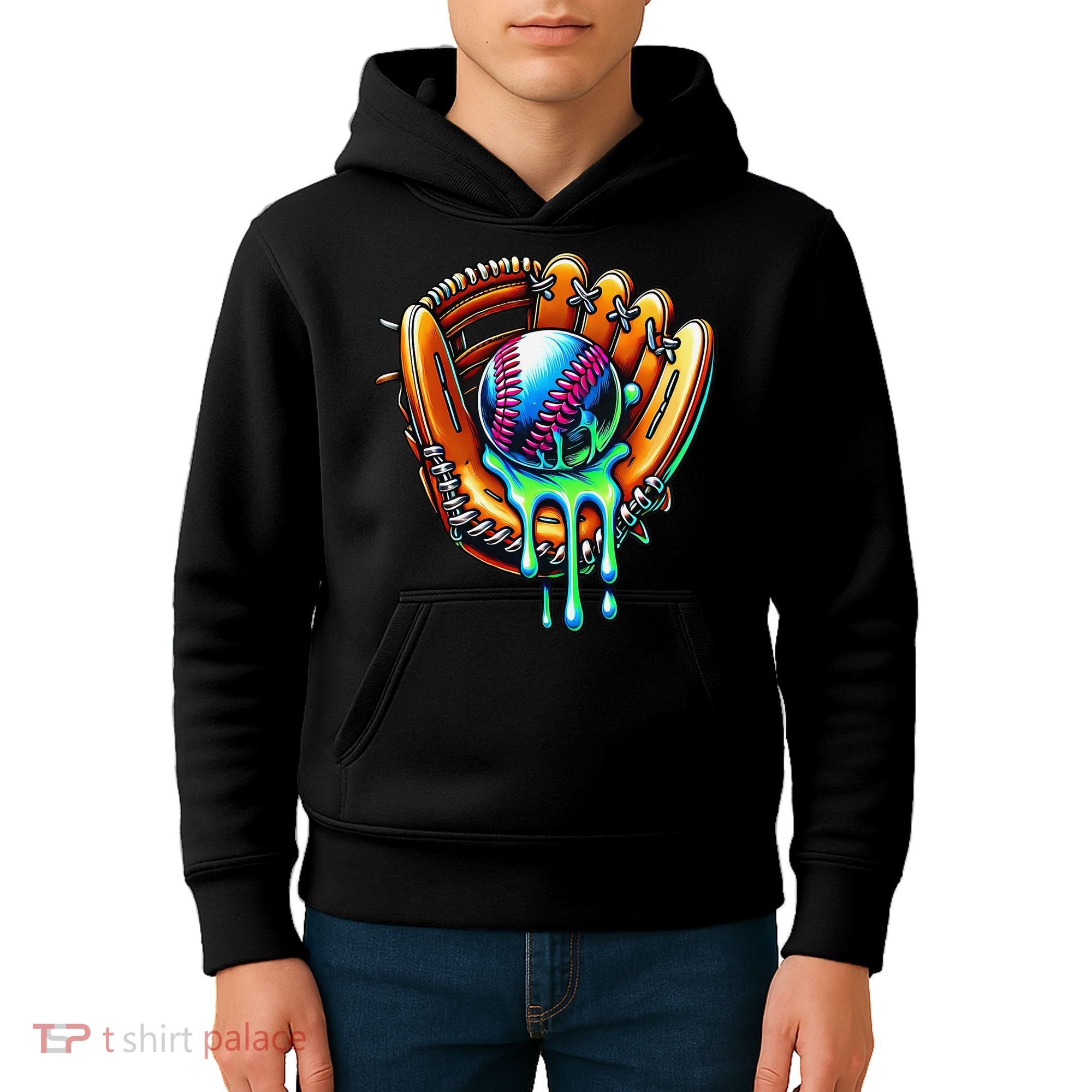 Baseball Drip Ice Cream Sprinkles Baseball Glove Kids Hoodie