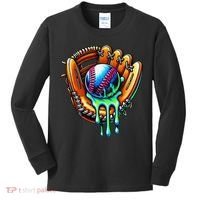 Baseball Drip Ice Cream Sprinkles Baseball Glove Kids Long Sleeve Shirt thumb 0