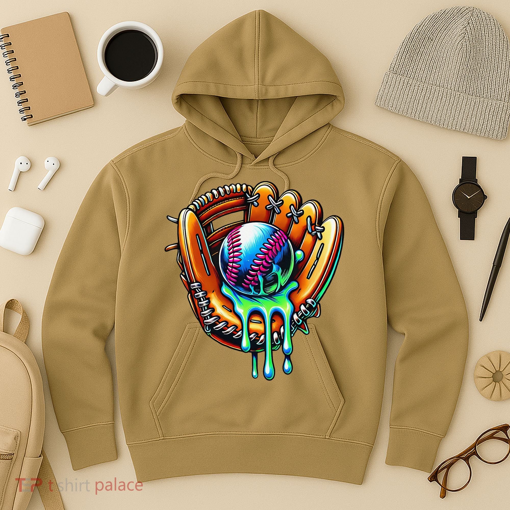 Baseball Drip Ice Cream Sprinkles Baseball Glove Hoodie