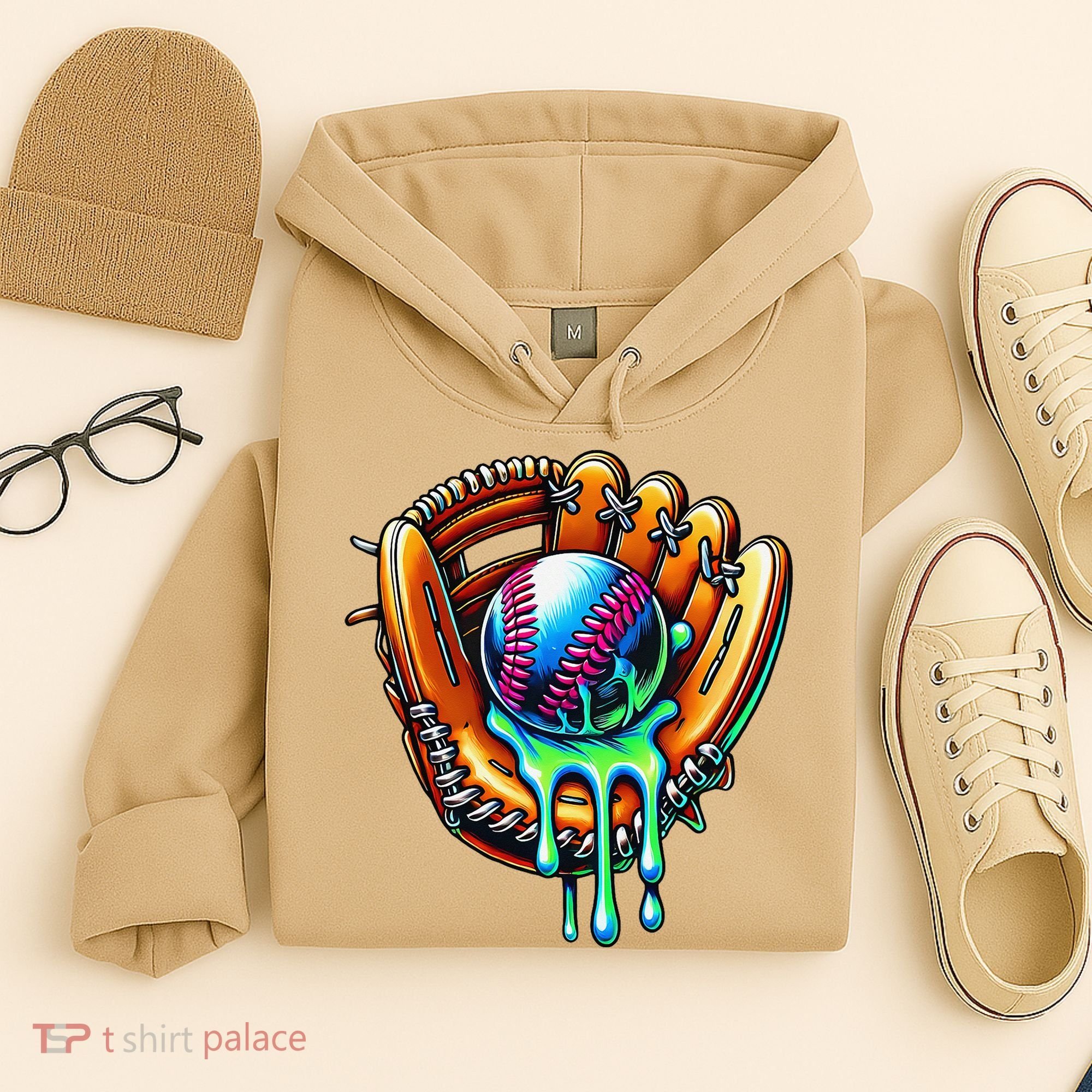 Baseball Drip Ice Cream Sprinkles Baseball Glove Hoodie