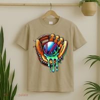 Baseball Drip Ice Cream Sprinkles Baseball Glove T-Shirt thumb 2