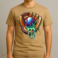 Baseball Drip Ice Cream Sprinkles Baseball Glove T-Shirt thumb 3