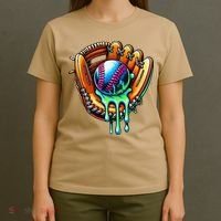 Baseball Drip Ice Cream Sprinkles Baseball Glove T-Shirt thumb 4