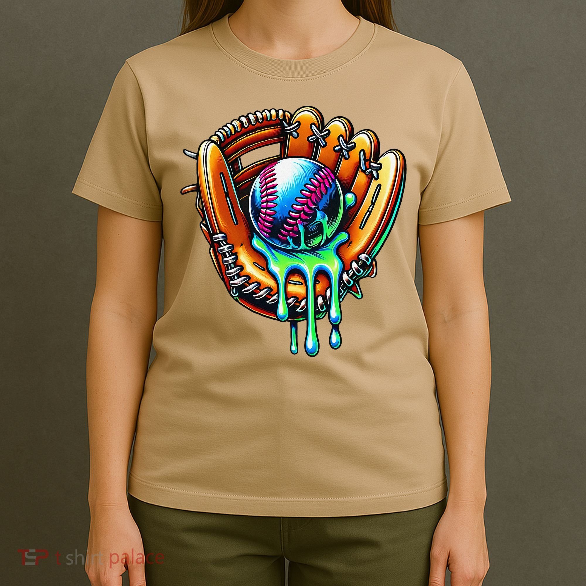 Baseball Drip Ice Cream Sprinkles Baseball Glove T-Shirt