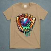 Baseball Drip Ice Cream Sprinkles Baseball Glove T-Shirt thumb 5