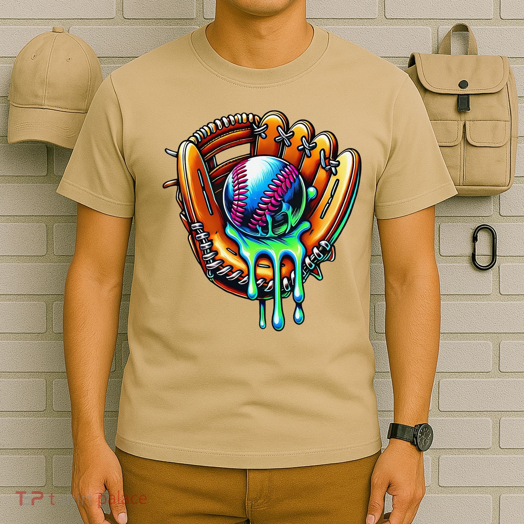 Baseball Drip Ice Cream Sprinkles Baseball Glove T-Shirt