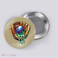 Baseball Drip Ice Cream Sprinkles Baseball Glove Button thumb 0