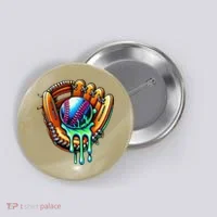 Baseball Drip Ice Cream Sprinkles Baseball Glove Button thumb 0