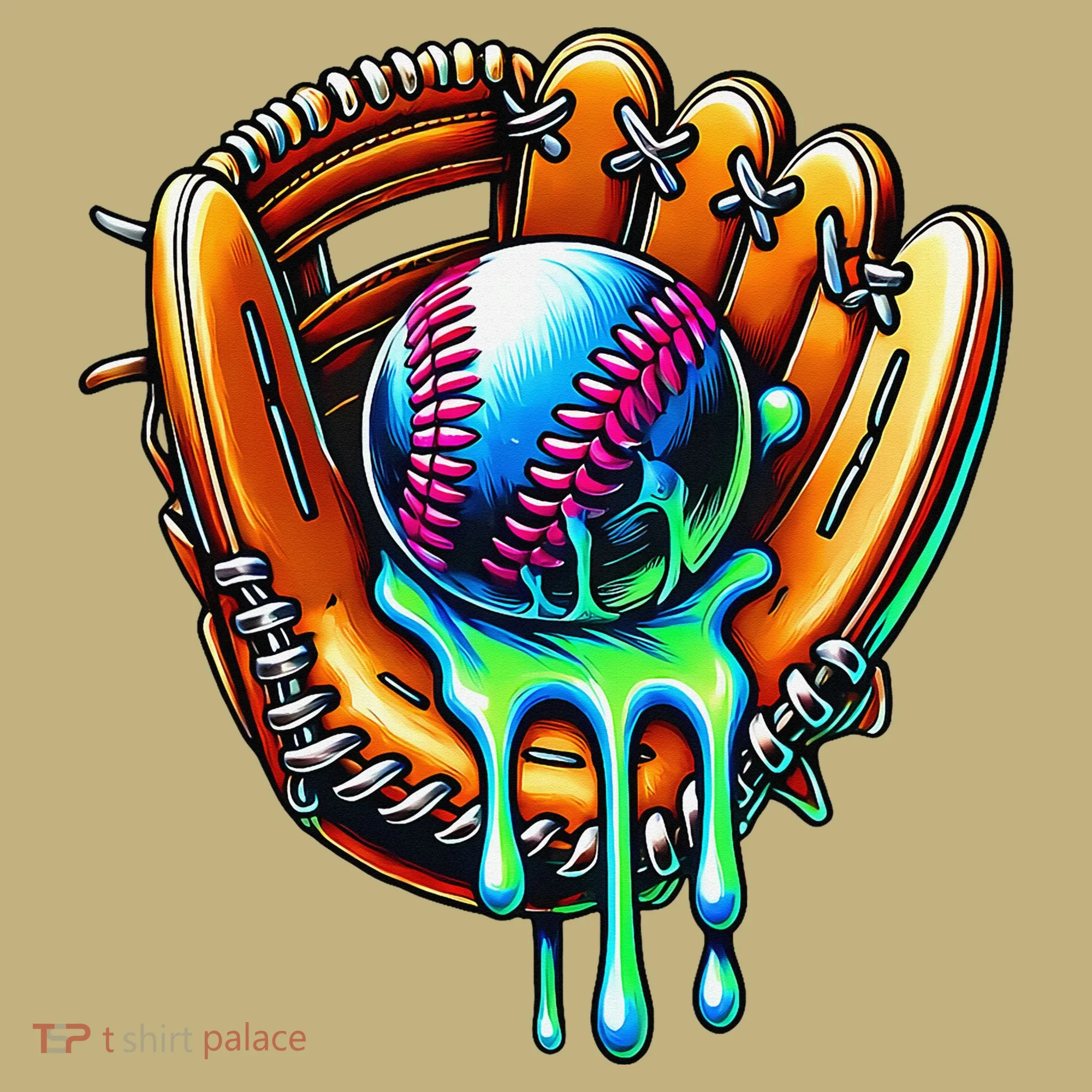 Baseball Drip Ice Cream Sprinkles Baseball Glove Button