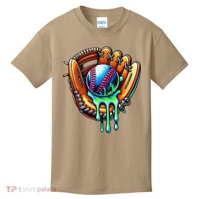 Baseball Drip Ice Cream Sprinkles Baseball Glove Kids T-Shirt
