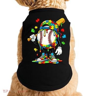 Baseball Drip Ice Cream Autism Awareness Doggie Tank