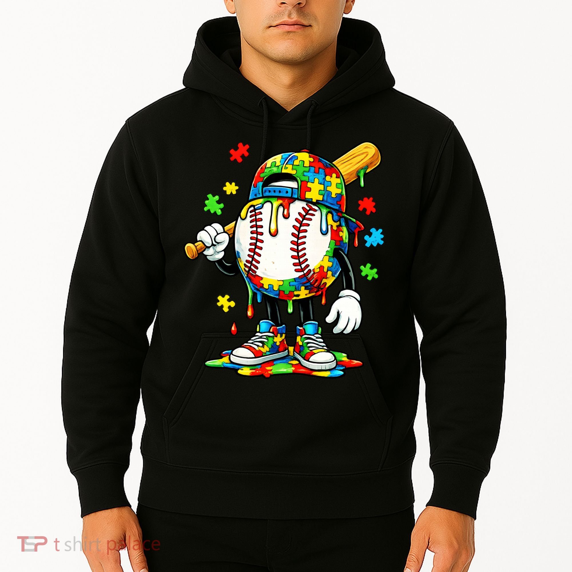Baseball Drip Ice Cream Autism Awareness Hoodie