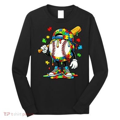 Baseball Drip Ice Cream Autism Awareness Long Sleeve Shirt